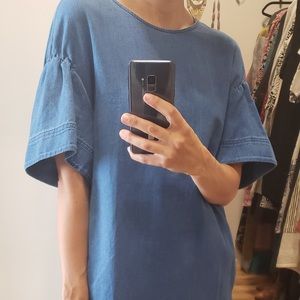 Cos denim gathered sleeve NWT dress
